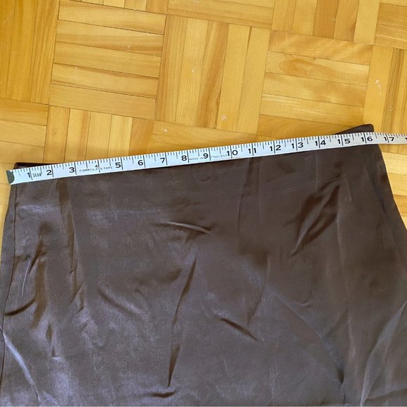 NWT Chocolate Brown Mille Satin Midi Skirt - Picture 10 of 16